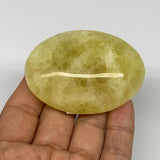 113.4g, 2.6"x1.9"x0.9", Lemon Calcite Palm-Stone Crystal Polished @Pakistan,B255