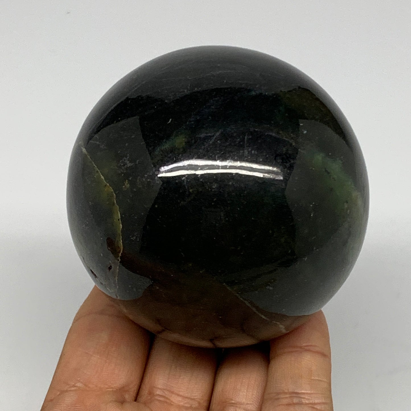 1.12 lbs, 2.8"(71mm) Nephrite Jade Sphere Gemstone,Healing Crystal,B26076