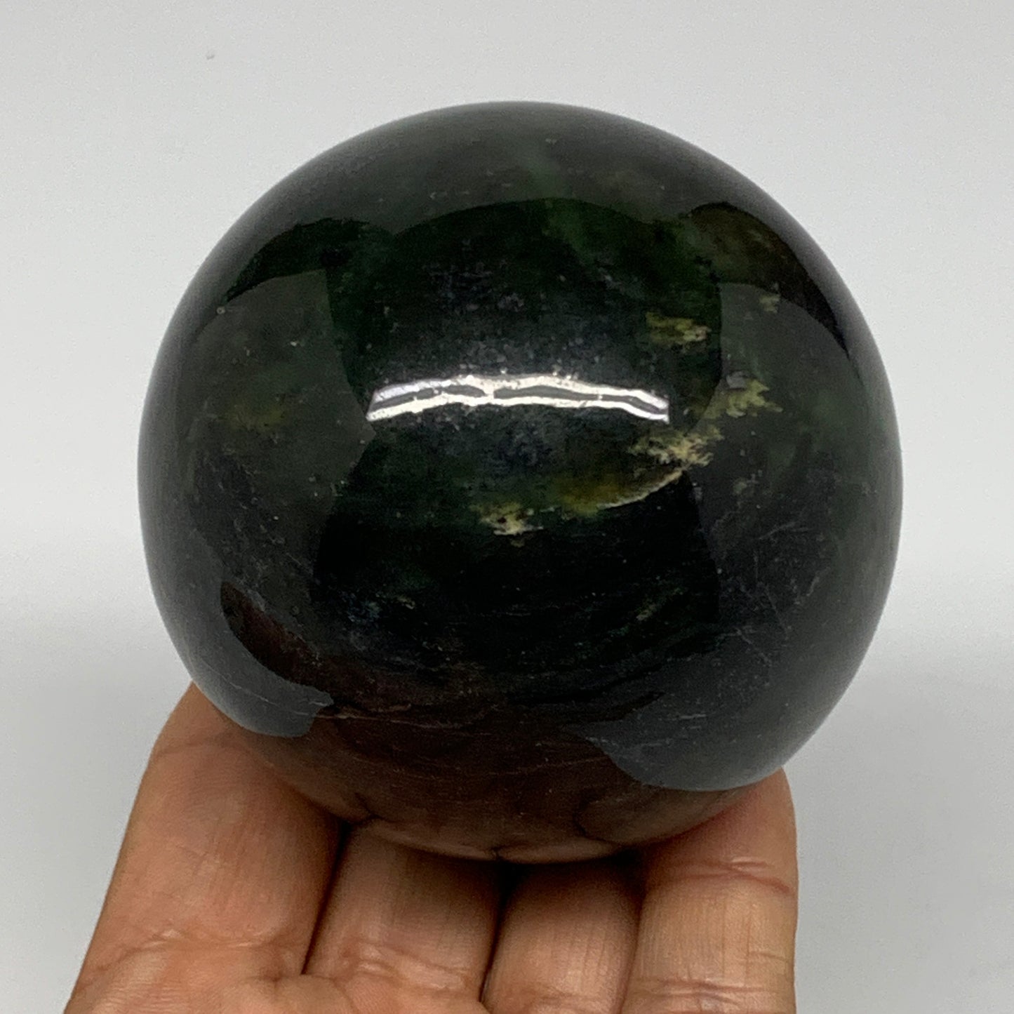 1.12 lbs, 2.8"(71mm) Nephrite Jade Sphere Gemstone,Healing Crystal,B26076