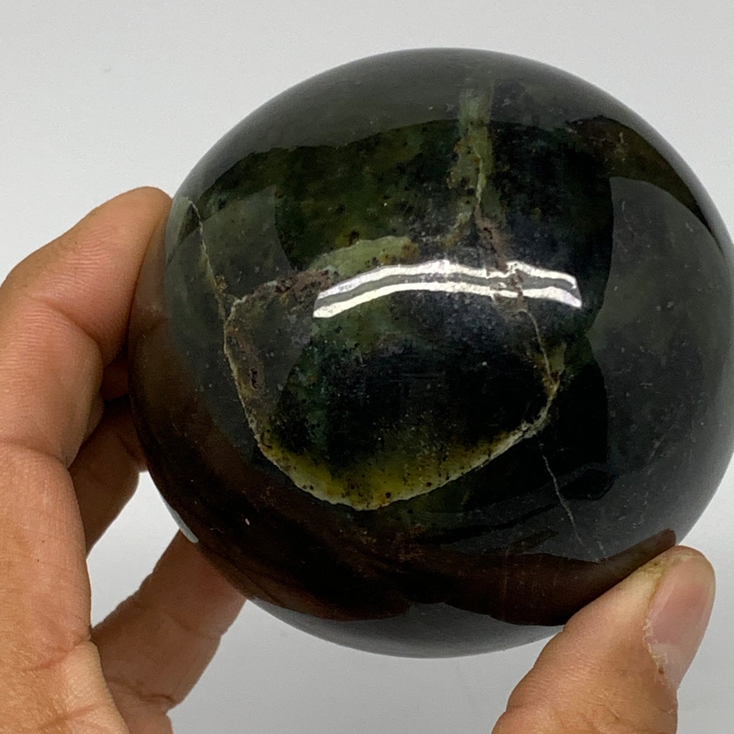 1.12 lbs, 2.8"(71mm) Nephrite Jade Sphere Gemstone,Healing Crystal,B26076