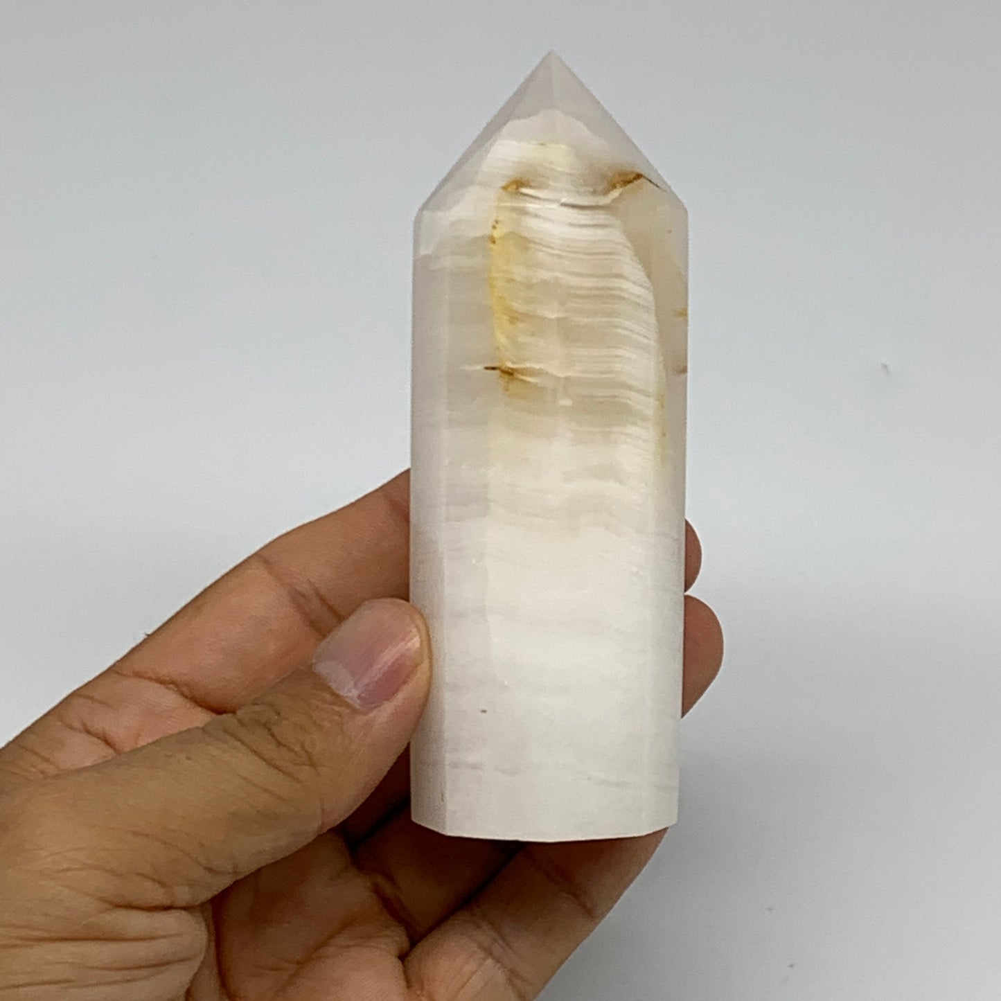 220.9g, 4"x1.3"  Pink Calcite Point Tower Obelisk Crystal, B23252
