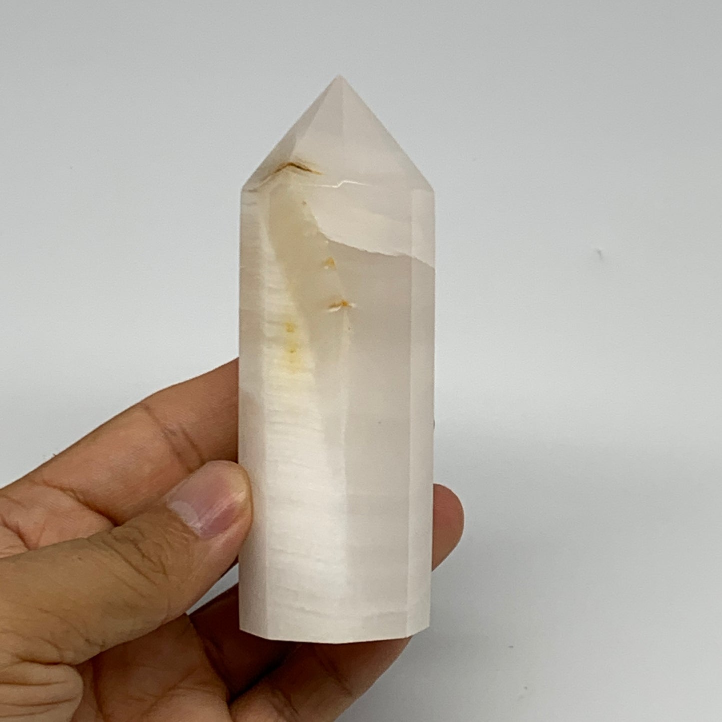 220.9g, 4"x1.3"  Pink Calcite Point Tower Obelisk Crystal, B23252
