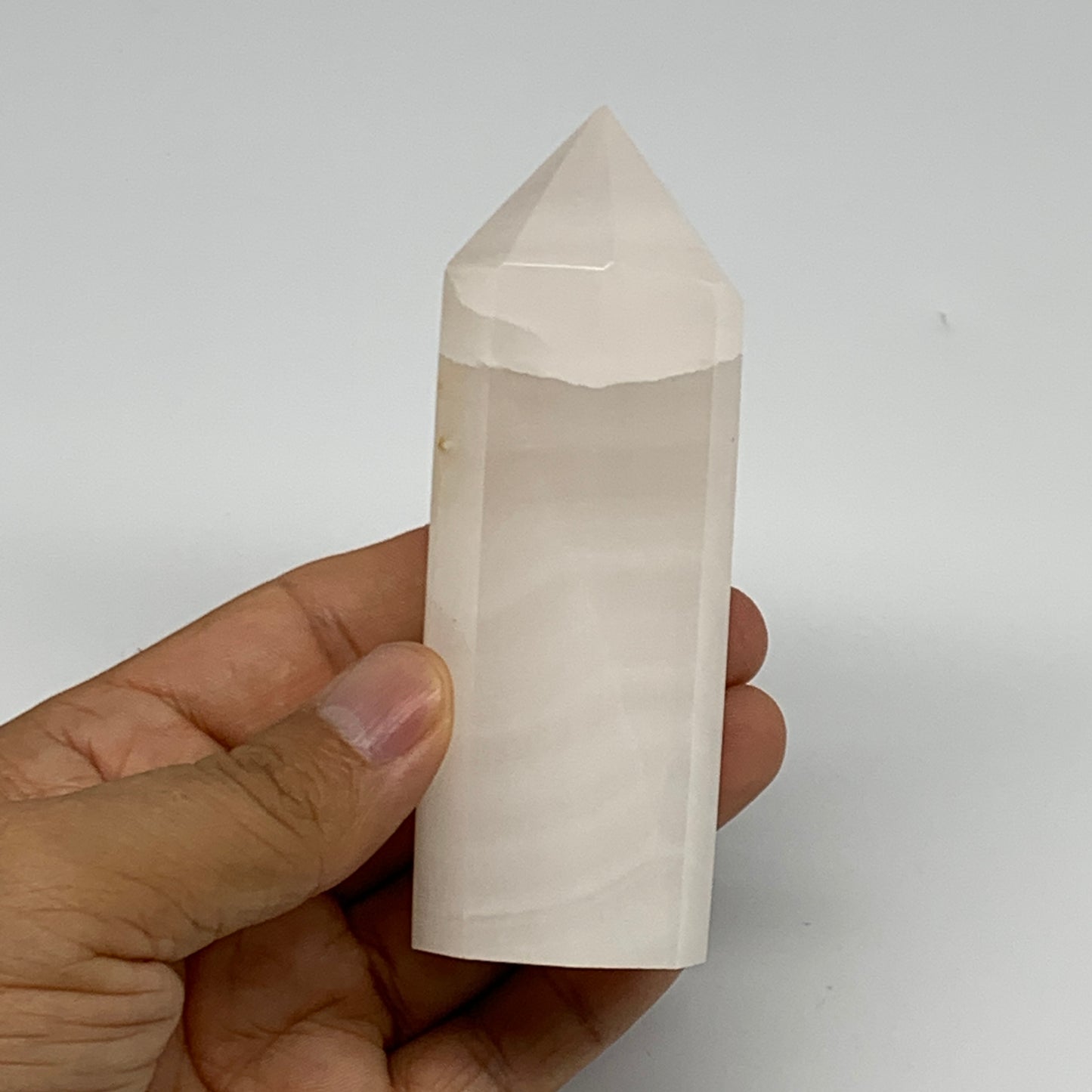220.9g, 4"x1.3"  Pink Calcite Point Tower Obelisk Crystal, B23252