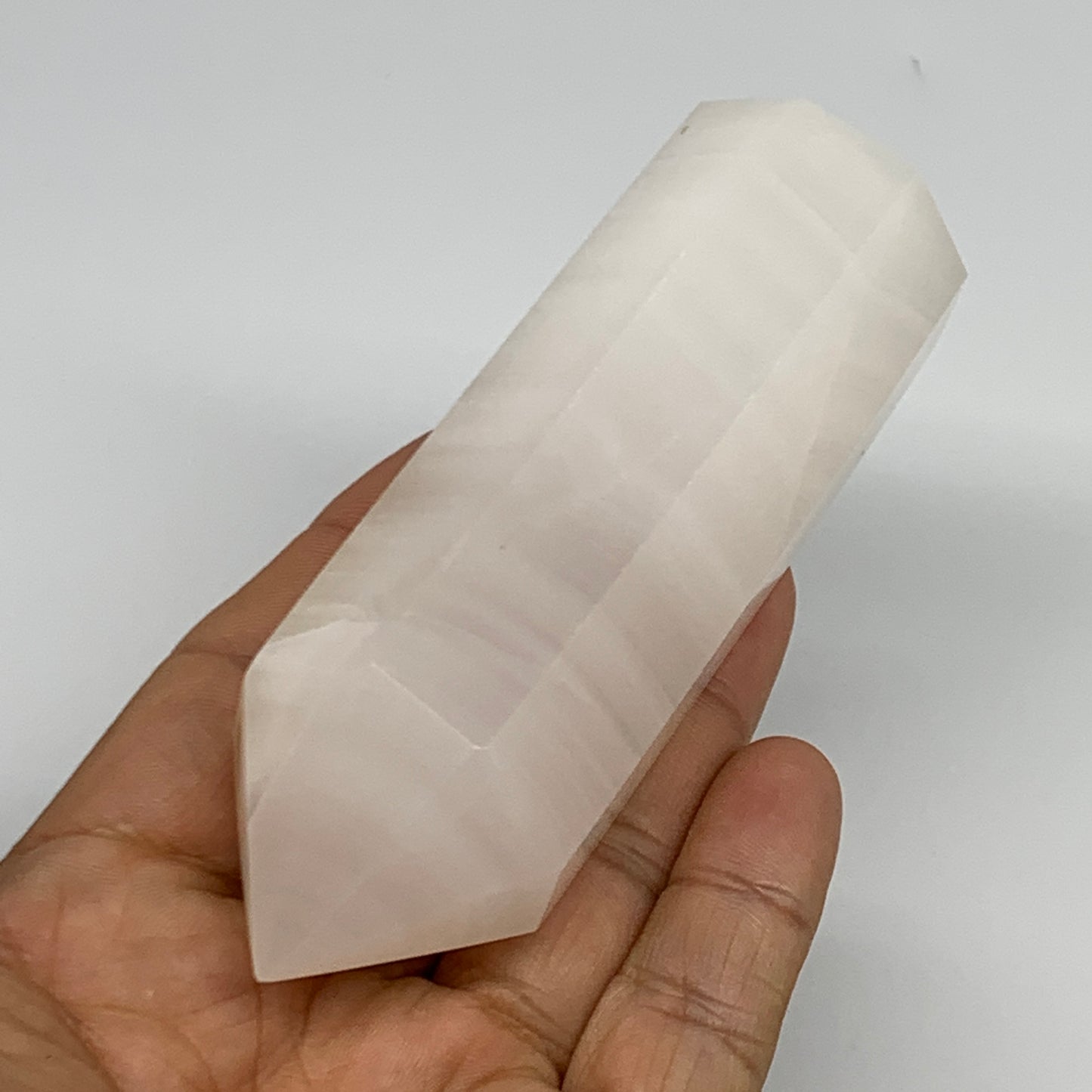 220.9g, 4"x1.3"  Pink Calcite Point Tower Obelisk Crystal, B23252