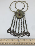62.4g, 22" Old Turkmen Necklace Pendant Gold-Gilded Boho Statement,TN452