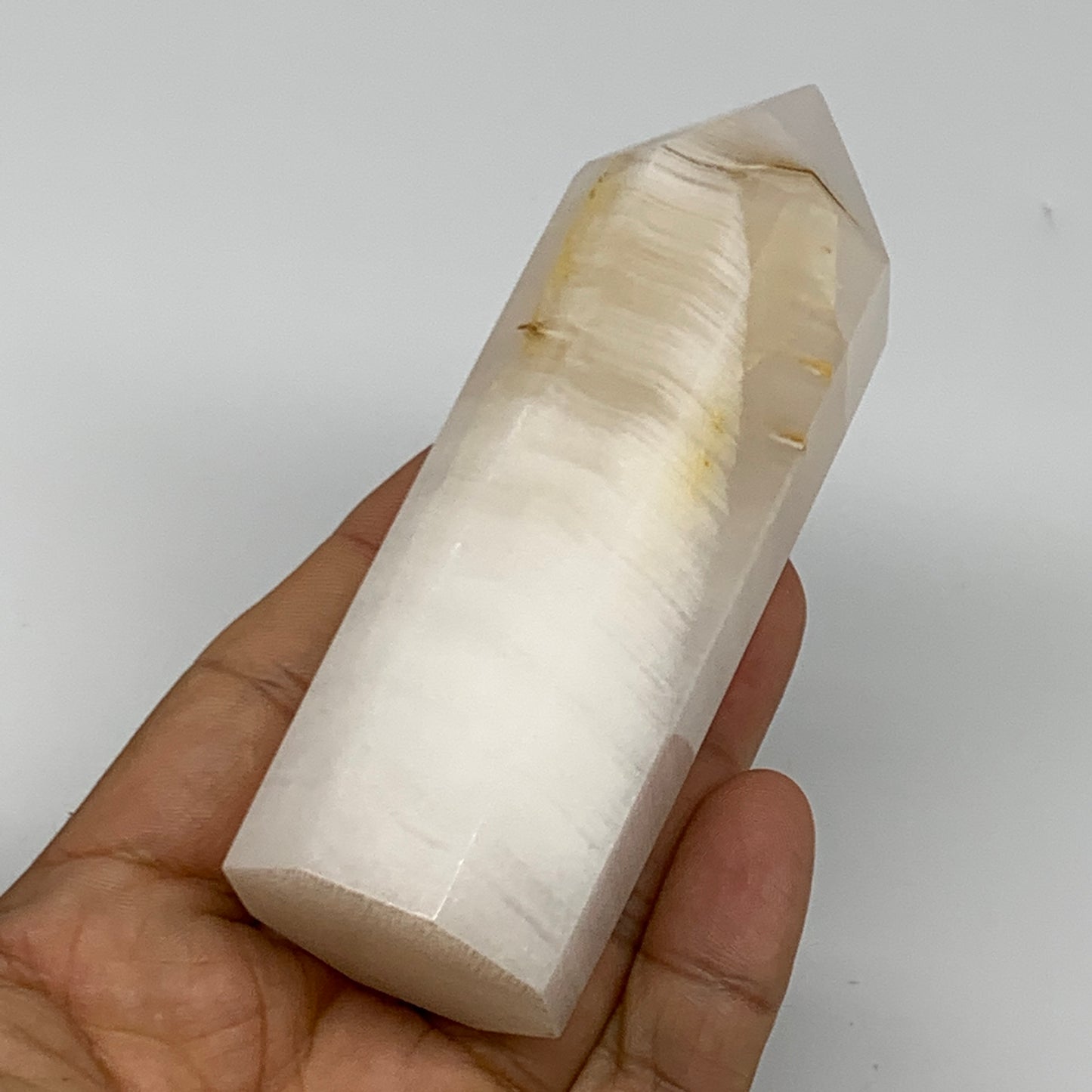 220.9g, 4"x1.3"  Pink Calcite Point Tower Obelisk Crystal, B23252