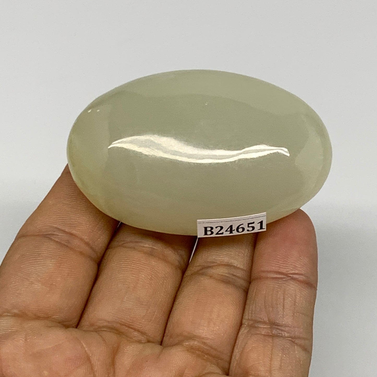 83.9g, 2.3"x1.5"x1" Natural Onyx Palm-Stone Reiki @Afghanistan, B24651