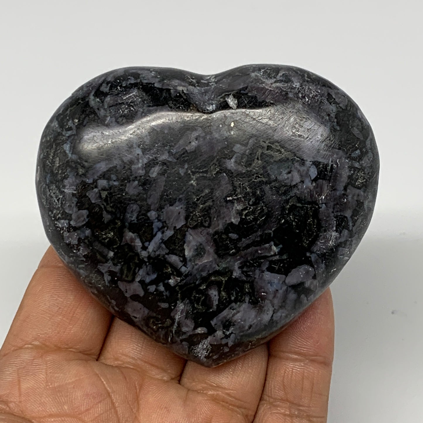 245.8g,2.7"x3"x1.2" Indigo Gabro Merlinite Heart Gemstone @Madagascar, B17641