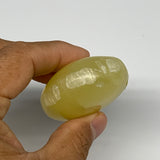 129.2g, 2.6"x1.8"x1", Lemon Calcite Palm-Stone Crystal Polished @Pakistan,B26439