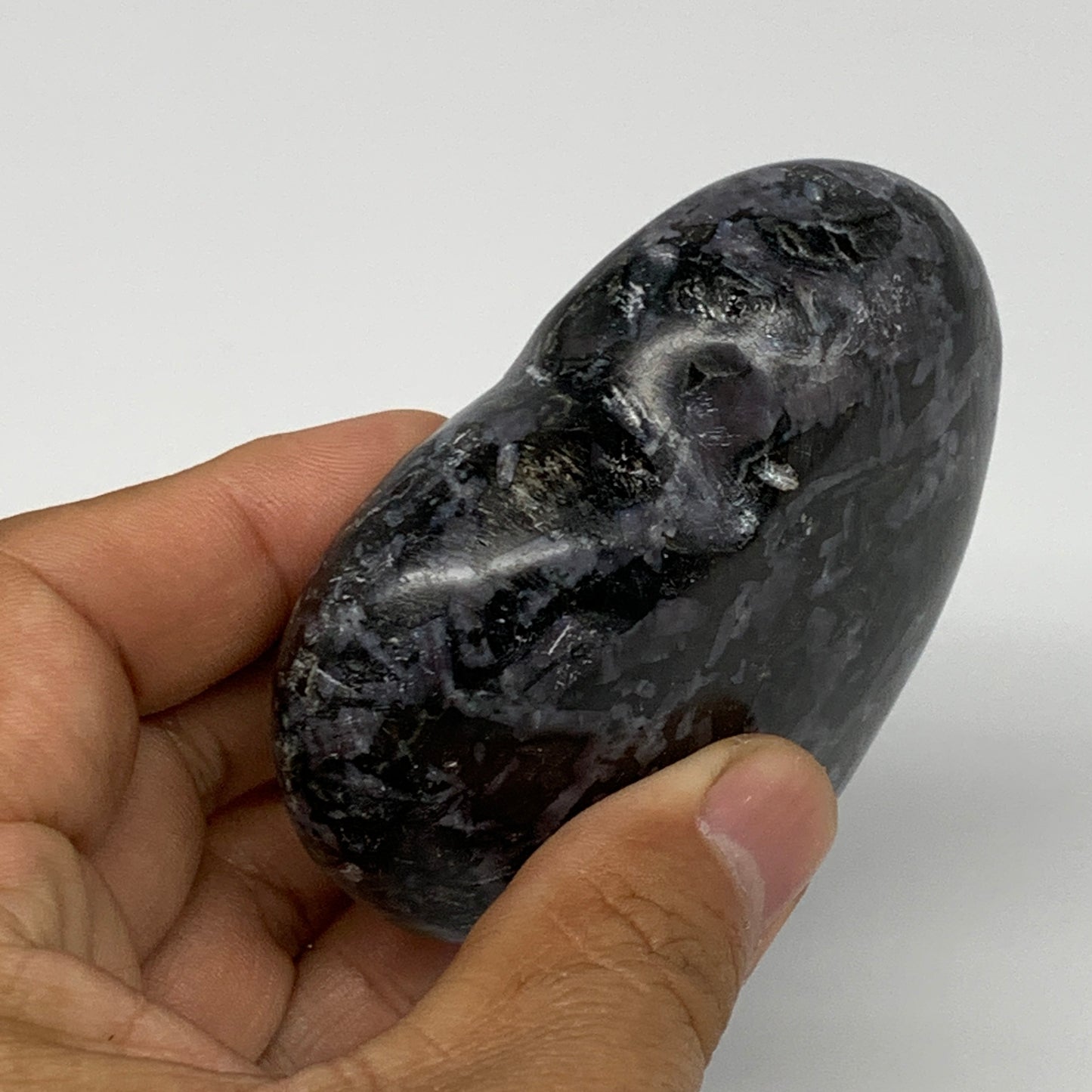 245.8g,2.7"x3"x1.2" Indigo Gabro Merlinite Heart Gemstone @Madagascar, B17641