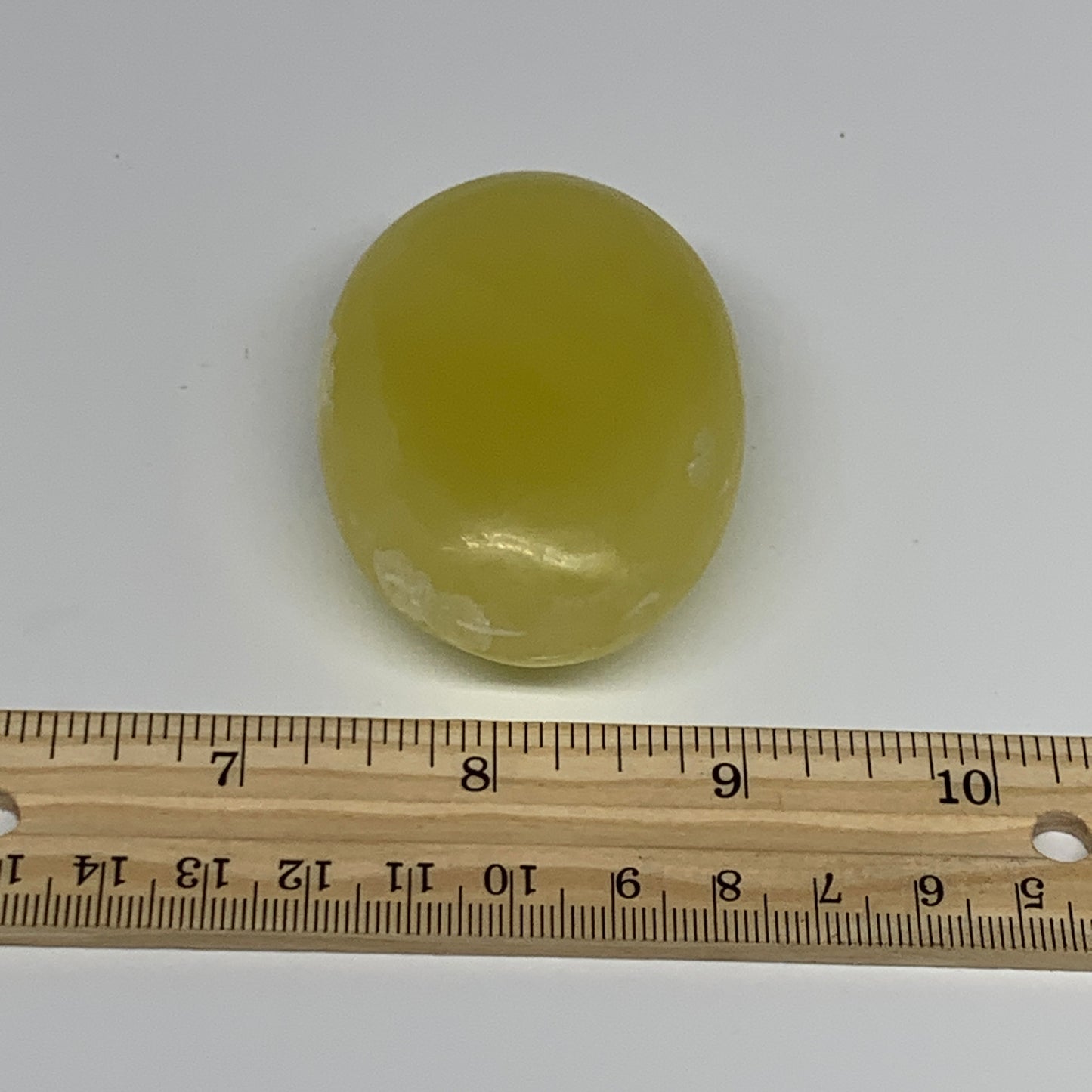 129.2g, 2.6"x1.8"x1", Lemon Calcite Palm-Stone Crystal Polished @Pakistan,B26439