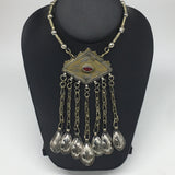 52.5g, 22" Old Turkmen Necklace Pendant Gold-Gilded Boho Statement,TN455
