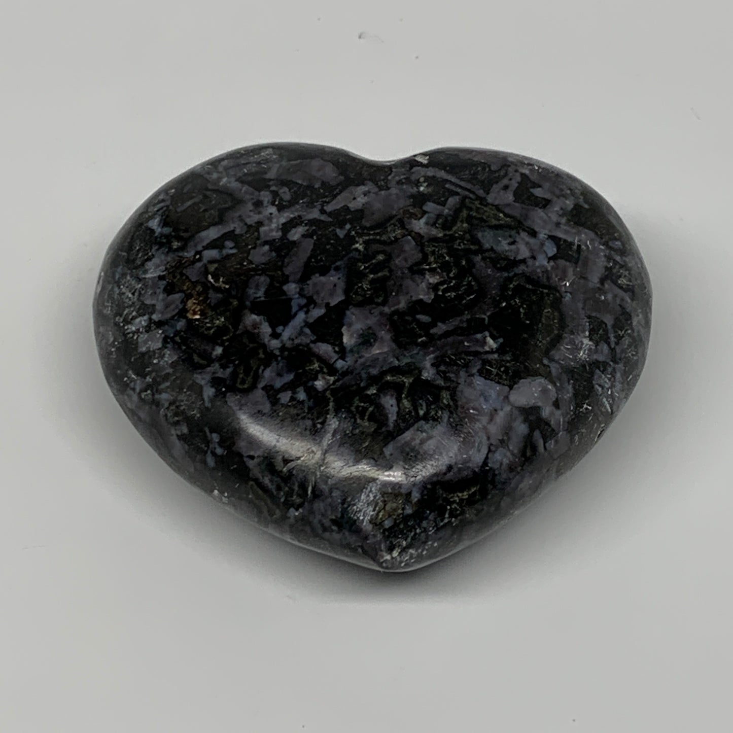 245.8g,2.7"x3"x1.2" Indigo Gabro Merlinite Heart Gemstone @Madagascar, B17641