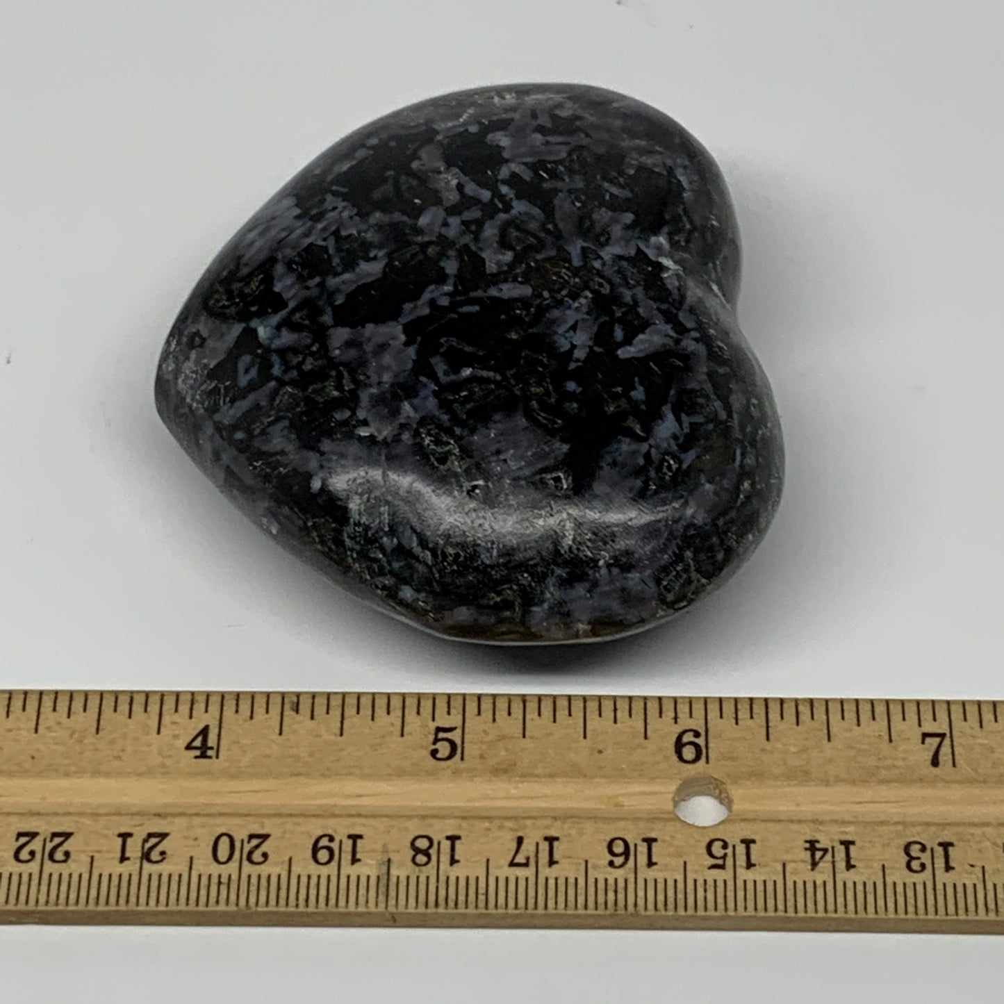 245.8g,2.7"x3"x1.2" Indigo Gabro Merlinite Heart Gemstone @Madagascar, B17641