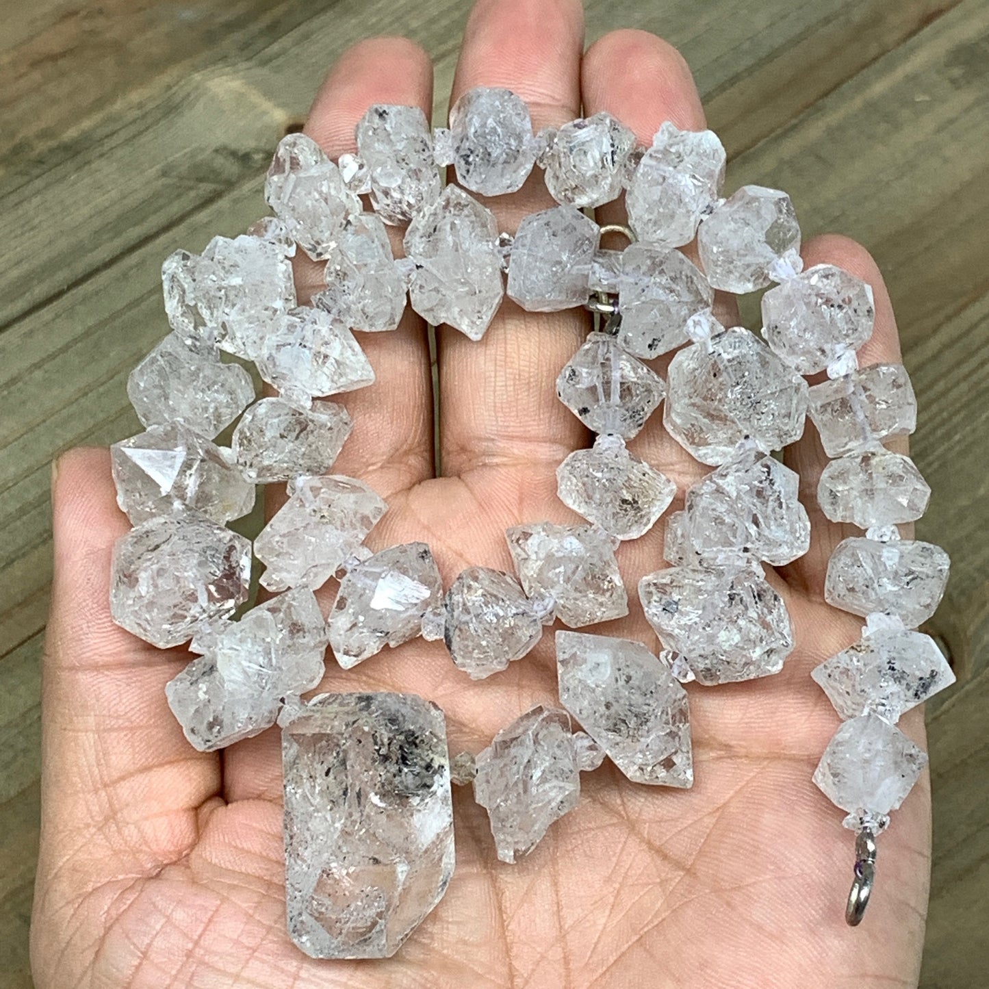 13-33mm, 35 Bds, 106.8g, Natural Terminated Diamond Quartz Beads Strand 16",DQ67