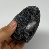 352g,3.1"x3.3"x1.4" Indigo Gabro Merlinite Heart Gemstone @Madagascar, B17642