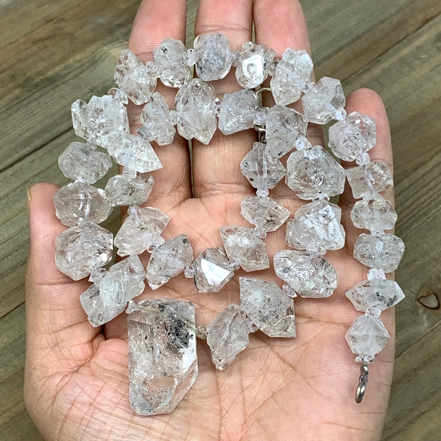 13-33mm, 35 Bds, 106.8g, Natural Terminated Diamond Quartz Beads Strand 16",DQ67