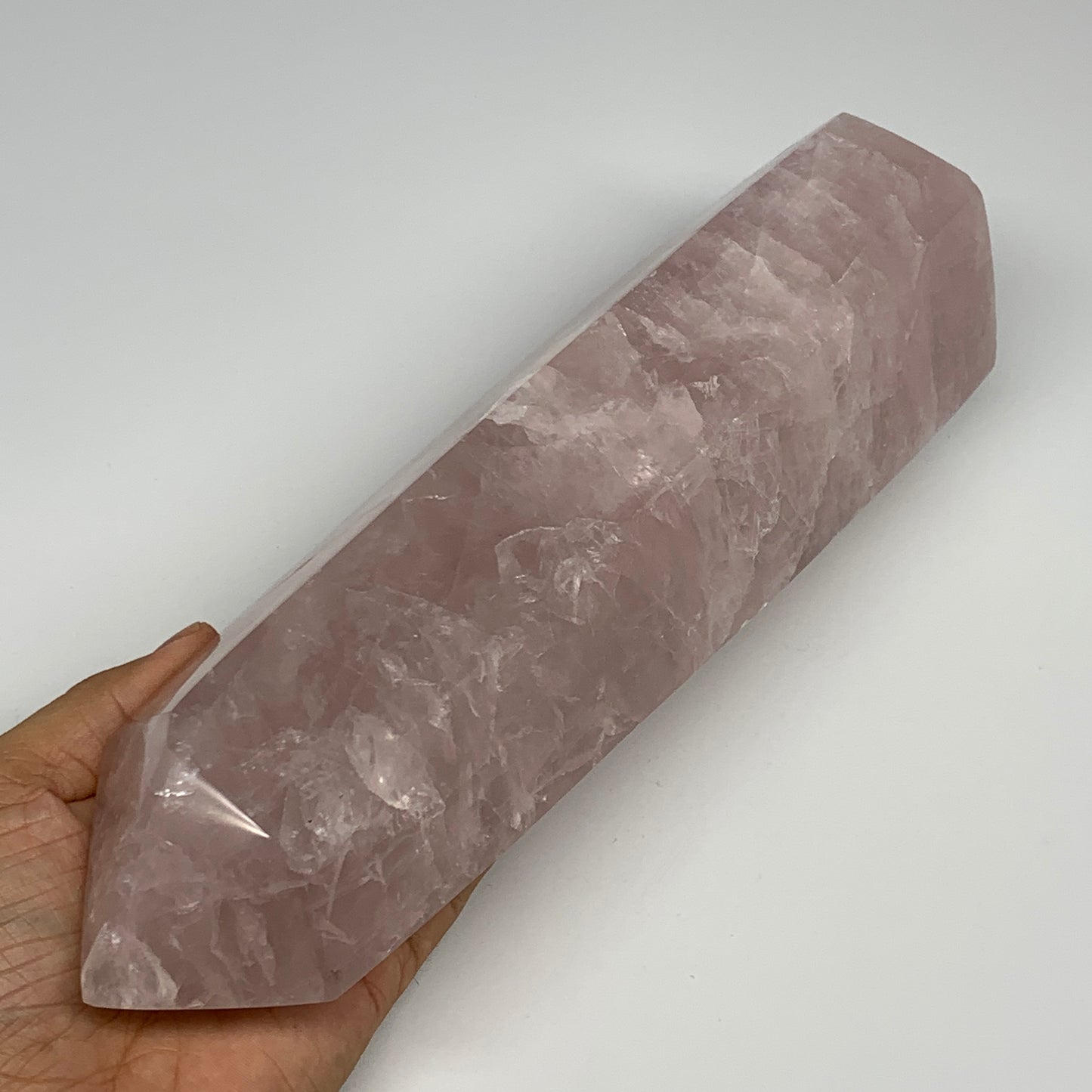 2480g,10.7"x3.1"x3.1" Rose Quartz Tower Obelisk Point Crystal @Madagascar,B18408