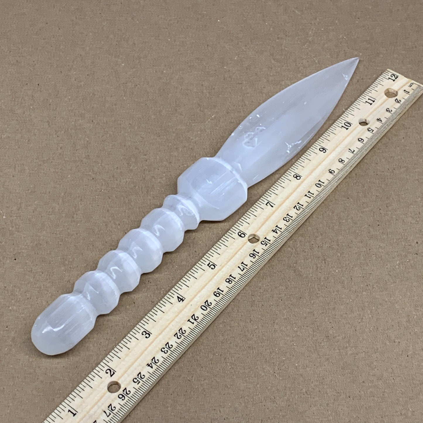 185g,10.5"x1.4"x0.8"Natural Selenite Crystal Knife (Satin Spar) @Morocco,B24026