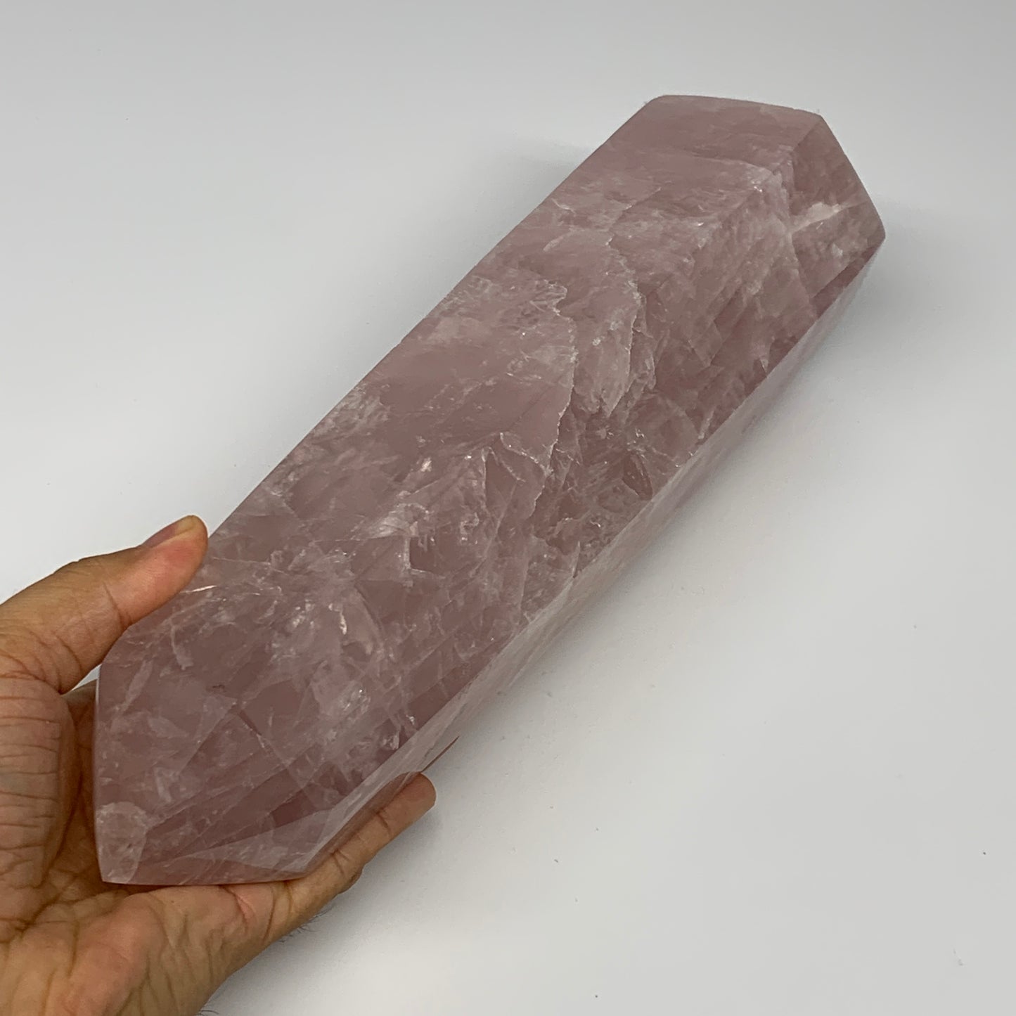 2480g,10.7"x3.1"x3.1" Rose Quartz Tower Obelisk Point Crystal @Madagascar,B18408