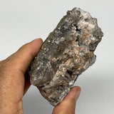 368g, 3.9"x2.9"x1.9", UV Reactive Chalcopyrite Calcite Cluster Fluorite Mineral