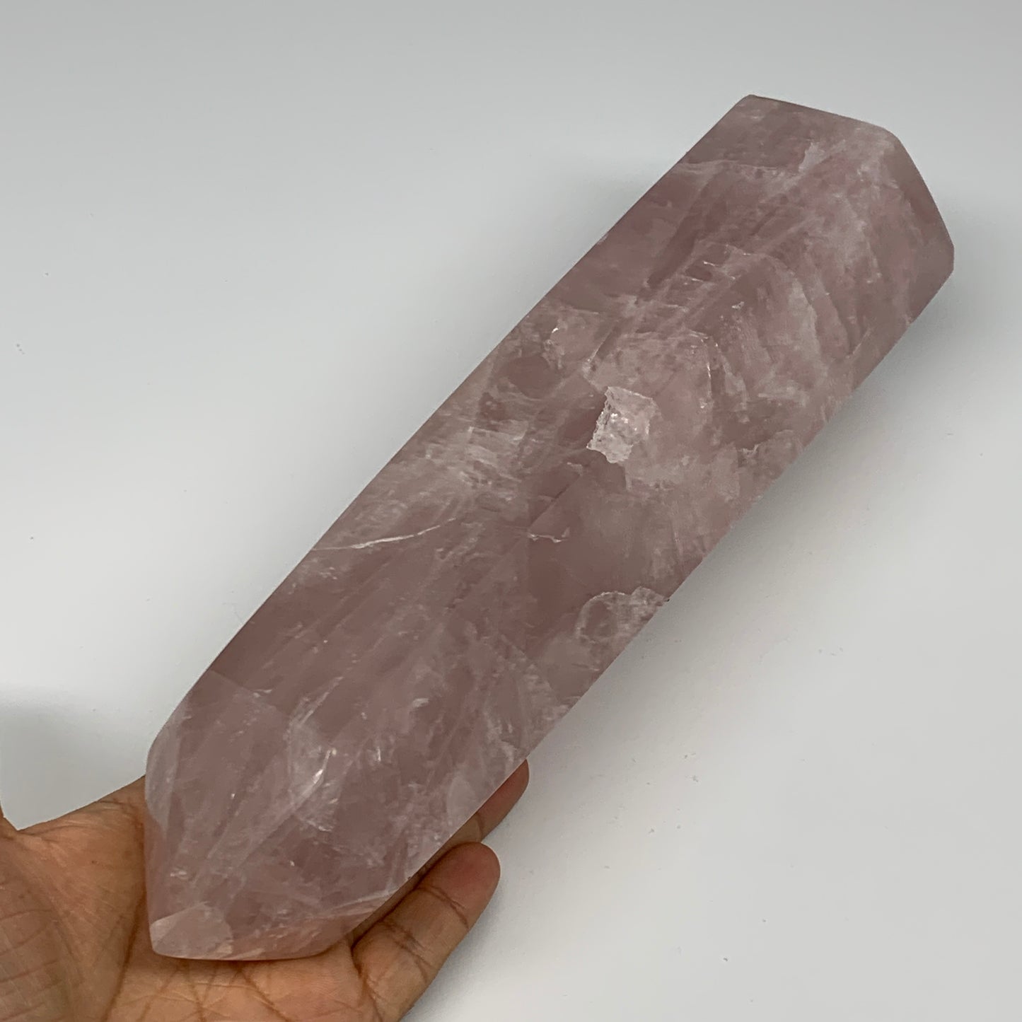 2480g,10.7"x3.1"x3.1" Rose Quartz Tower Obelisk Point Crystal @Madagascar,B18408