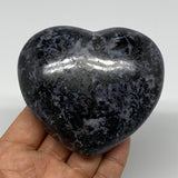 401.8g,3.4"x3.4"x1.6" Indigo Gabro Merlinite Heart Gemstone @Madagascar, B17643
