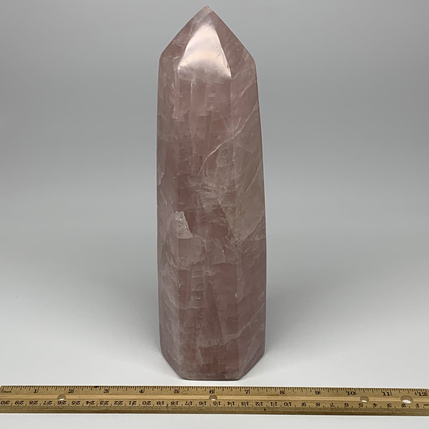 2480g,10.7"x3.1"x3.1" Rose Quartz Tower Obelisk Point Crystal @Madagascar,B18408