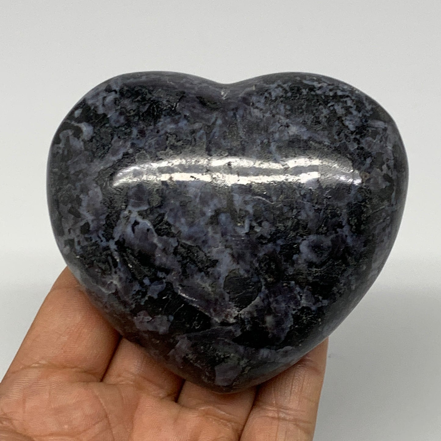 401.8g,3.4"x3.4"x1.6" Indigo Gabro Merlinite Heart Gemstone @Madagascar, B17643