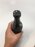 7.5" x 2.4" Black Fossils Orthoceras Coke Bottle Hand Carved Shiny Polish,MF1185