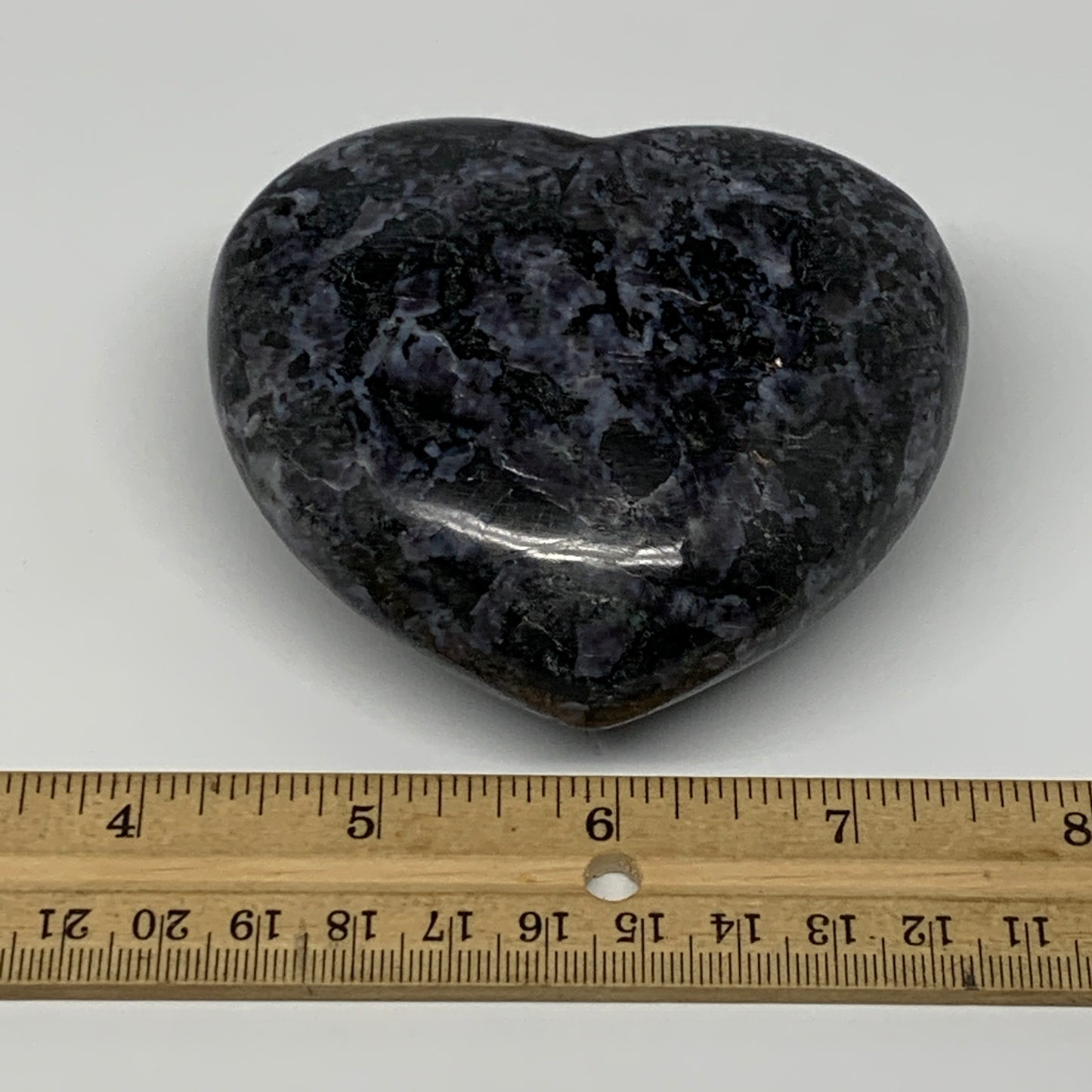 401.8g,3.4"x3.4"x1.6" Indigo Gabro Merlinite Heart Gemstone @Madagascar, B17643