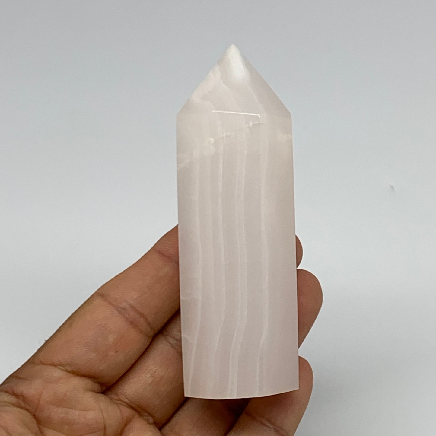 160.2g, 3.6"x1.2"  Pink Calcite Point Tower Obelisk Crystal, B23257