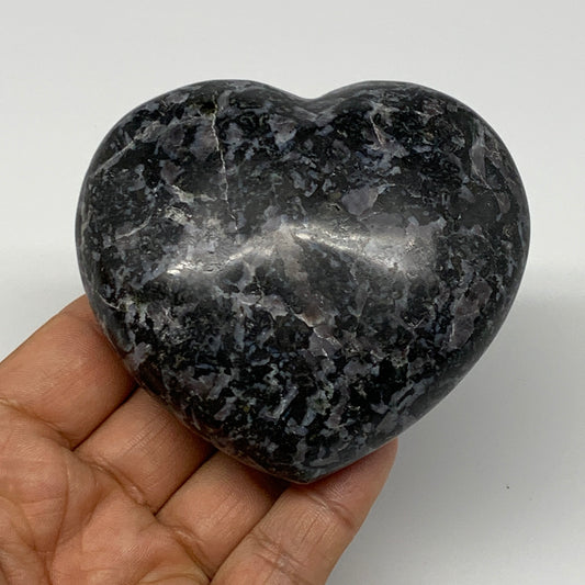 330.9g,3"x3.2"x1.5" Indigo Gabro Merlinite Heart Gemstone @Madagascar, B17644