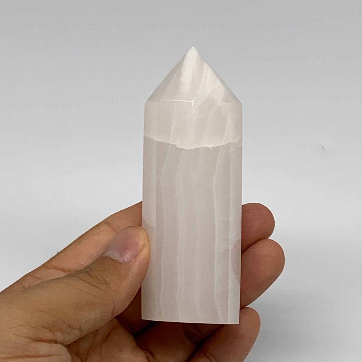 160.2g, 3.6"x1.2"  Pink Calcite Point Tower Obelisk Crystal, B23257
