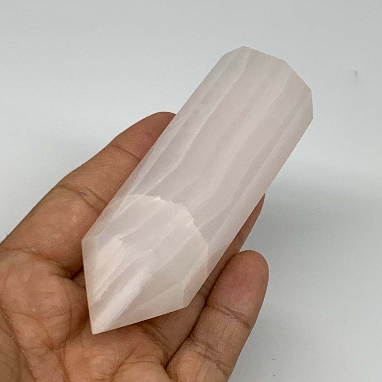 160.2g, 3.6"x1.2"  Pink Calcite Point Tower Obelisk Crystal, B23257