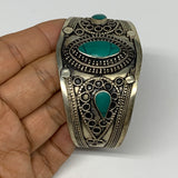 32.7g, 1.6" Turkmen Cuff Bracelet Tribal Small Marquise, Turquoise Inlay, B13521