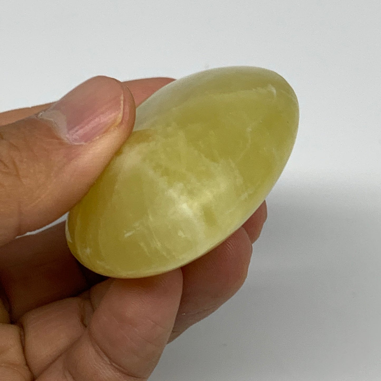 118.7g, 2.7"x1.9"x0.9", Lemon Calcite Palm-Stone Crystal Polished @Pakistan,B255
