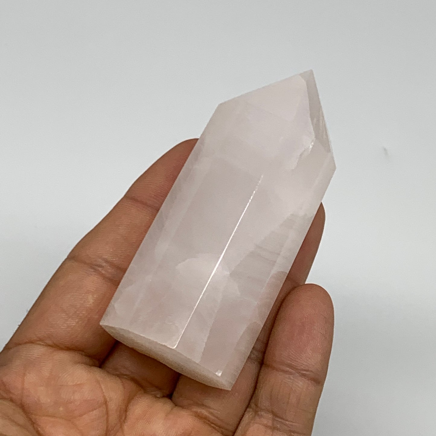 125.4g, 3"x1.2"  Pink Calcite Point Tower Obelisk Crystal, B23258