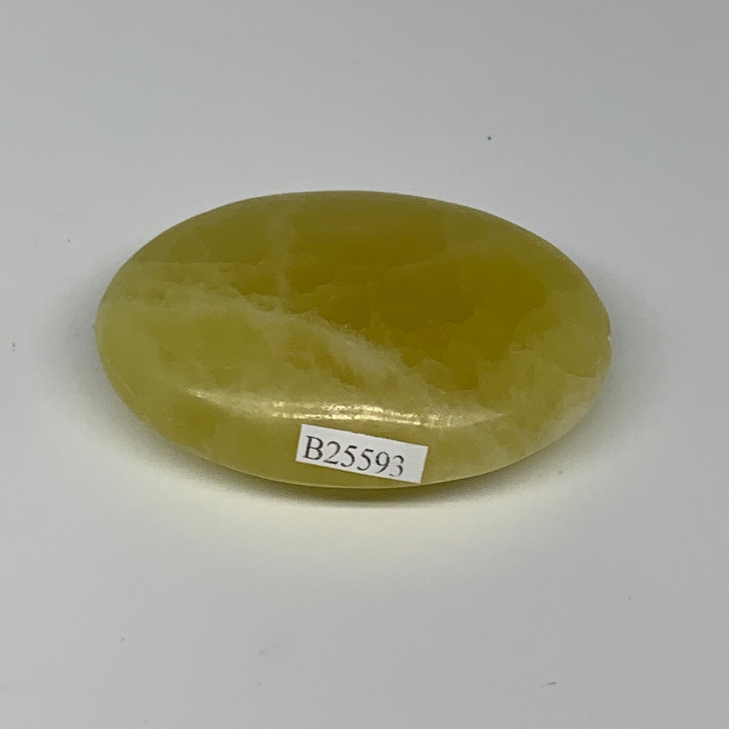 118.7g, 2.7"x1.9"x0.9", Lemon Calcite Palm-Stone Crystal Polished @Pakistan,B255