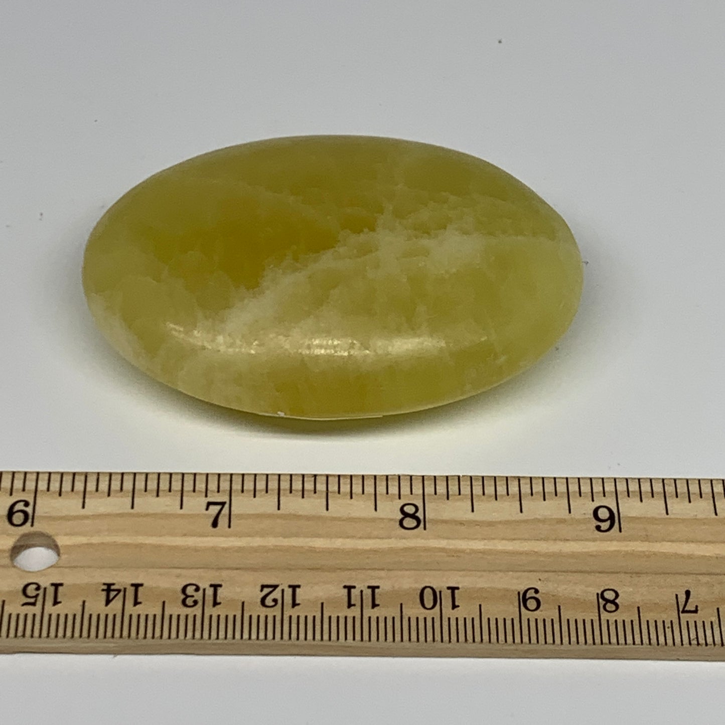 118.7g, 2.7"x1.9"x0.9", Lemon Calcite Palm-Stone Crystal Polished @Pakistan,B255