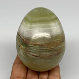 698g, 3.6"x2.9" Natural Green Onyx Egg Gemstone Mineral, @Afghanistan, B26083