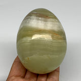 698g, 3.6"x2.9" Natural Green Onyx Egg Gemstone Mineral, @Afghanistan, B26083