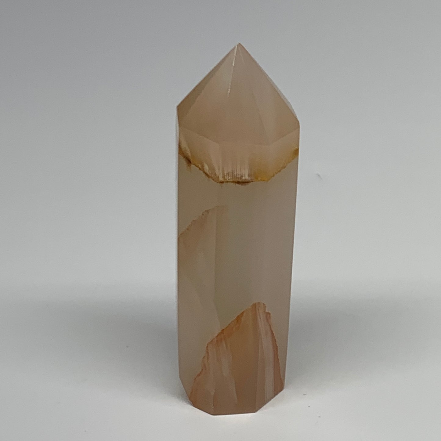 226.9g, 4.4"x1.3"  Pink Calcite Point Tower Obelisk Crystal, B23260