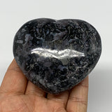 237.3g,2.6"x2.9"x1.3" Indigo Gabro Merlinite Heart Gemstone @Madagascar, B17647