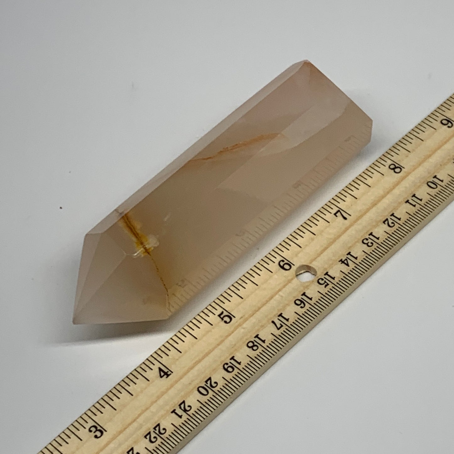 226.9g, 4.4"x1.3"  Pink Calcite Point Tower Obelisk Crystal, B23260