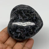 237.3g,2.6"x2.9"x1.3" Indigo Gabro Merlinite Heart Gemstone @Madagascar, B17647