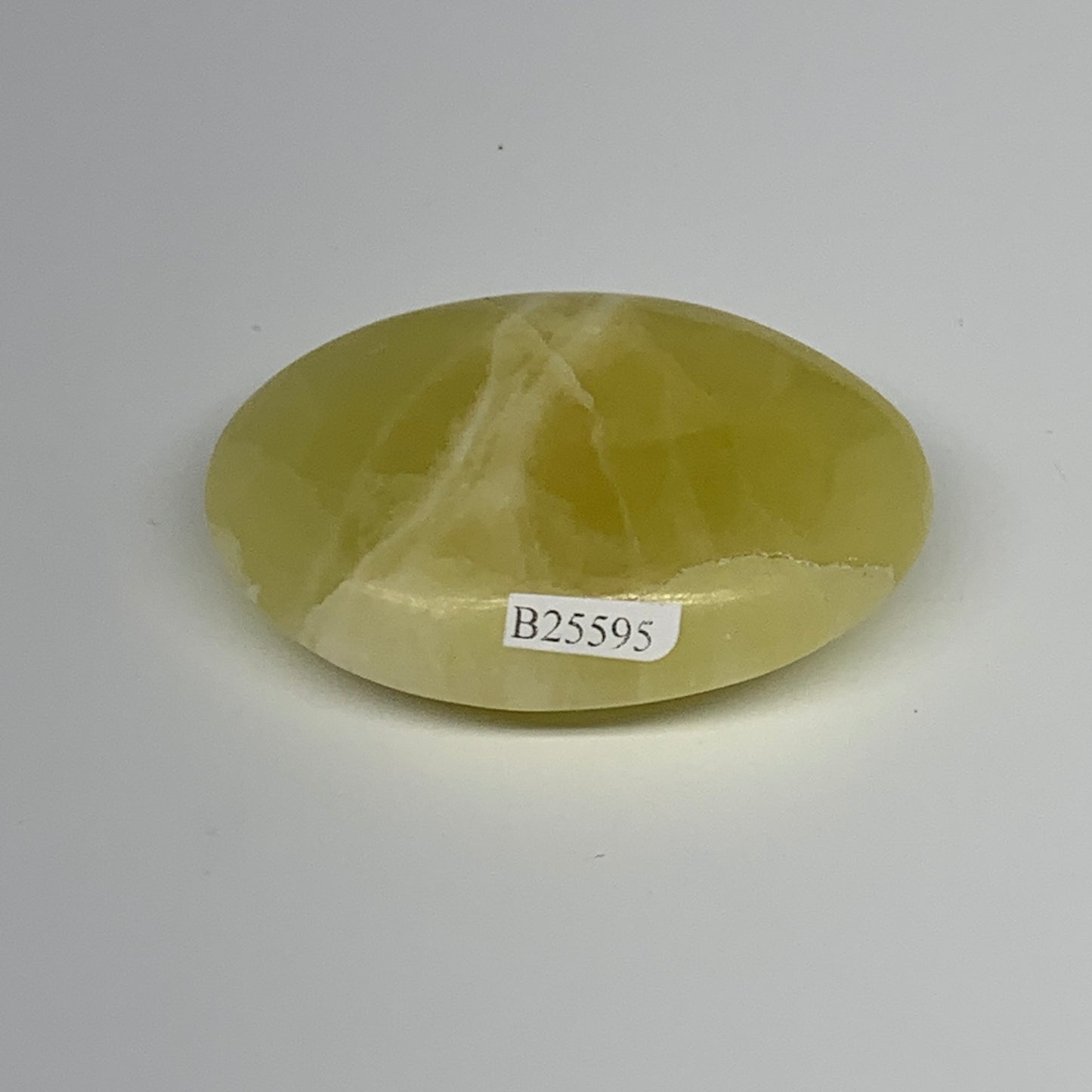 127.6g, 2.8"x2"x0.9", Lemon Calcite Palm-Stone Crystal Polished @Pakistan,B25595