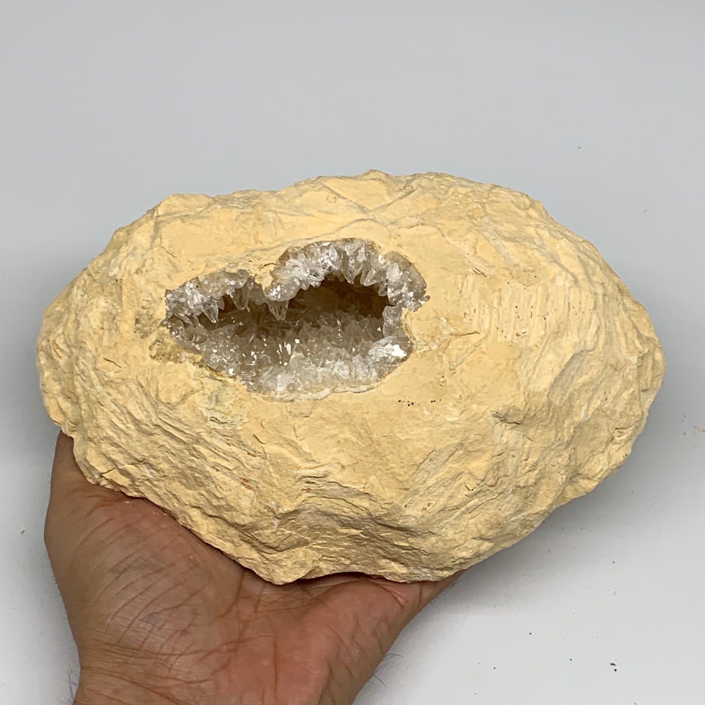 3.04 lbs, 7.5"x5.2"x2.4", Natural Calcite Geode Mineral Specimens @Morocco, B111