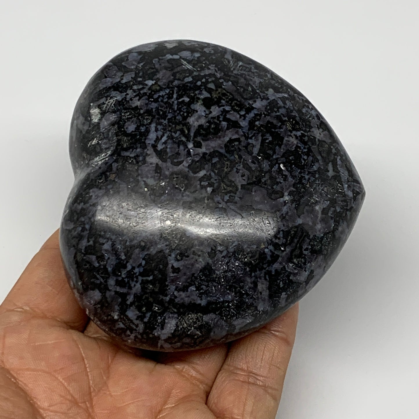 348.8g,3"x3.3"x1.4" Indigo Gabro Merlinite Heart Gemstone @Madagascar, B17648