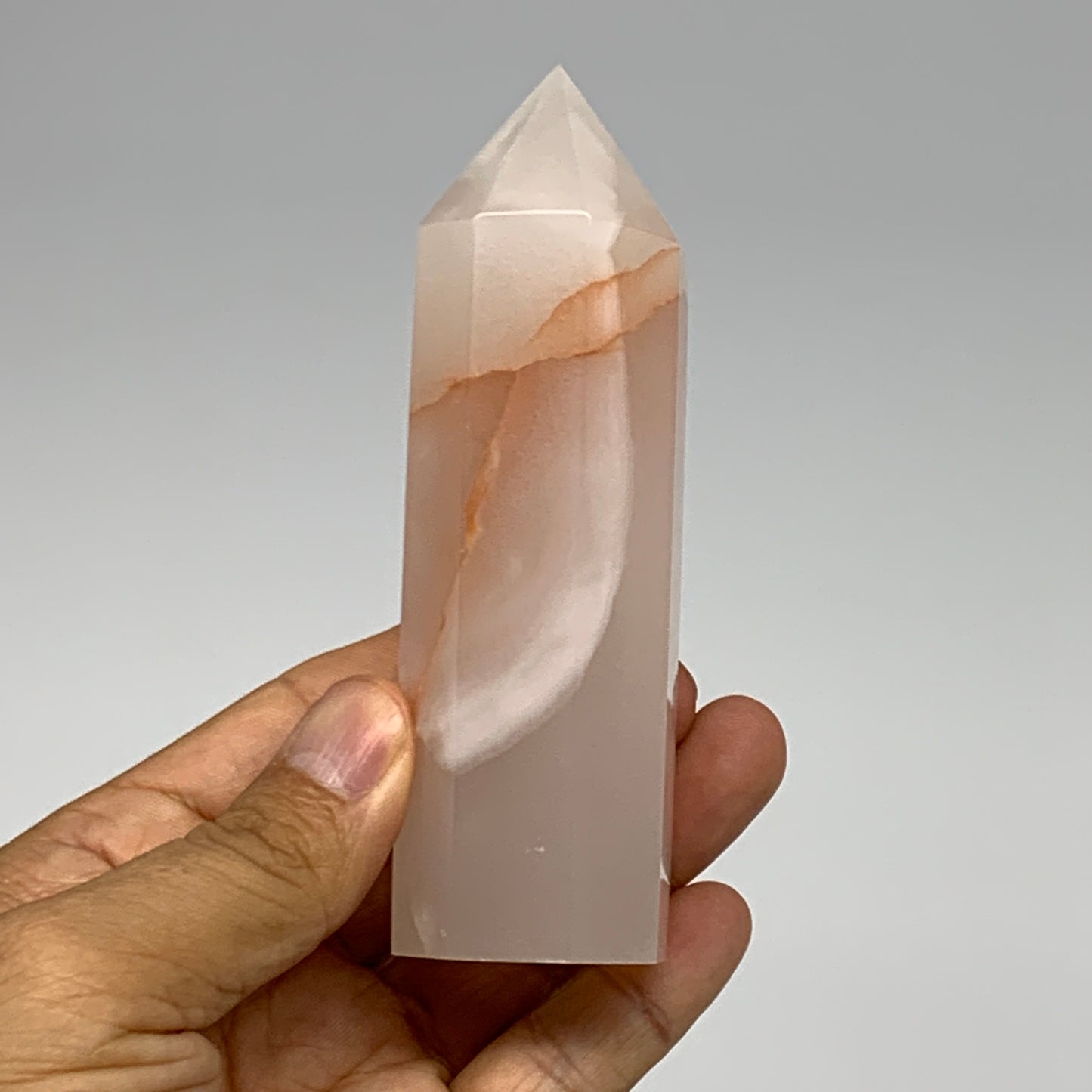 237g, 4.3"x1.3"  Pink Calcite Point Tower Obelisk Crystal, B23262